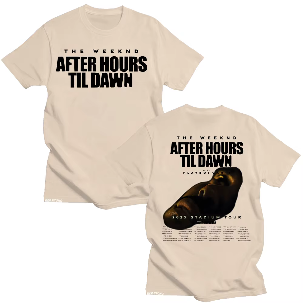 After Hours Til Dawn graphique t-shirt TheWeeknd 2025 Stadium Tour T-shirts hommes femmes mode Hip Hop Vintage coton