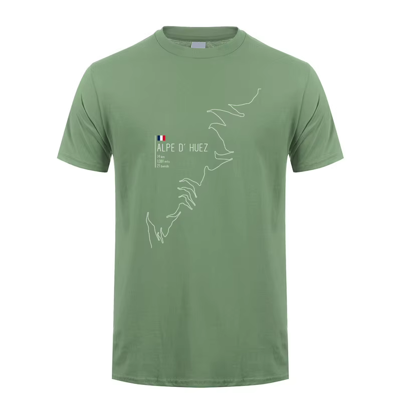 Alpe d Huez en France cyclisme t-shirt été hommes à manches courtes coton