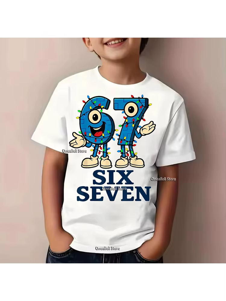 T-shirt graphique pour enfants avec motif de Noël SIX SEVEN 67