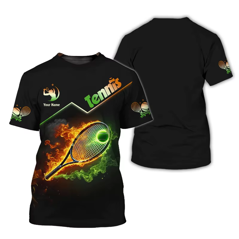 Nom personnalisé Tennis T-shirt hommes 3d imprimé
