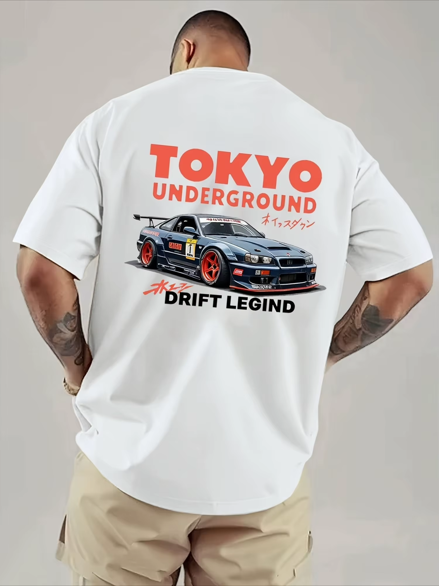 T-shirt ample en coton doux pour homme avec imprimé Tokyo Drift Racing, idéal pour l'été, style décontracté urbain, manches courtes