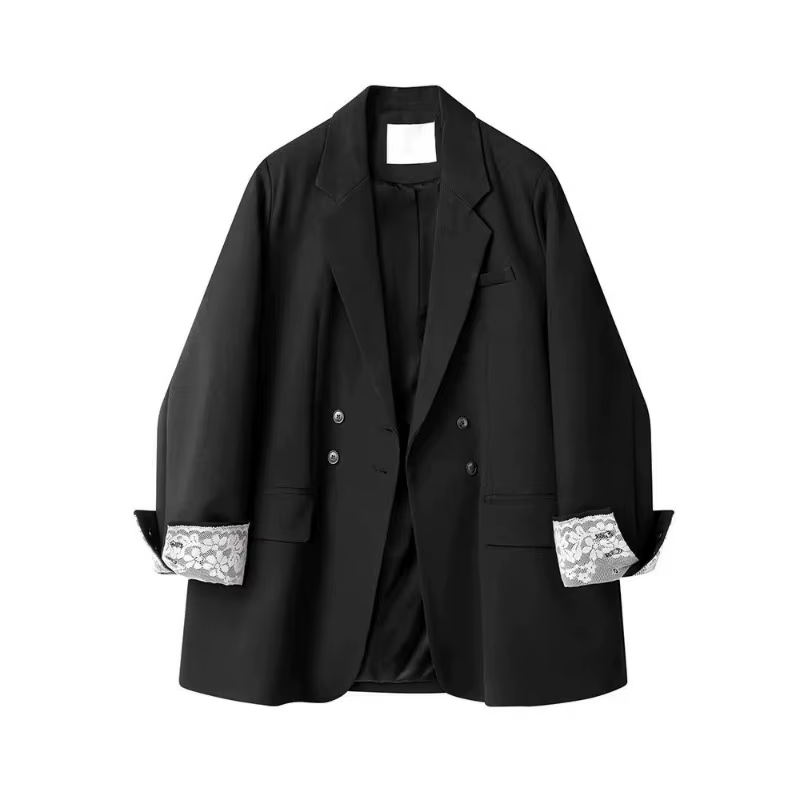 Blazer oversize pour femme avec détail de manchette en dentelle