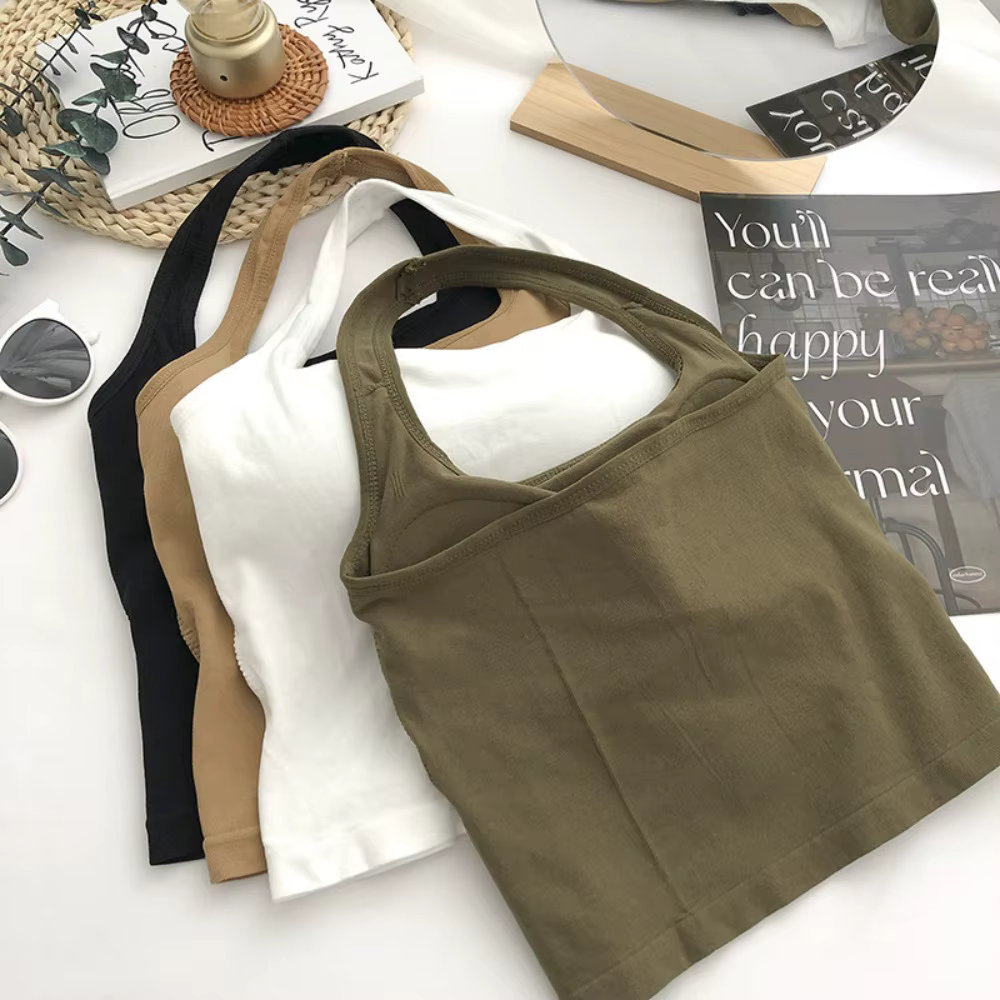 Haut à licou en polyamide précieux pour femme, nouveau