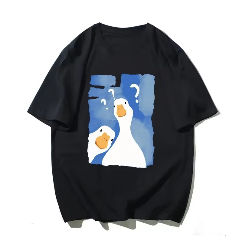 Femme T-Shirt drôle deux canards confus imprimer été mode