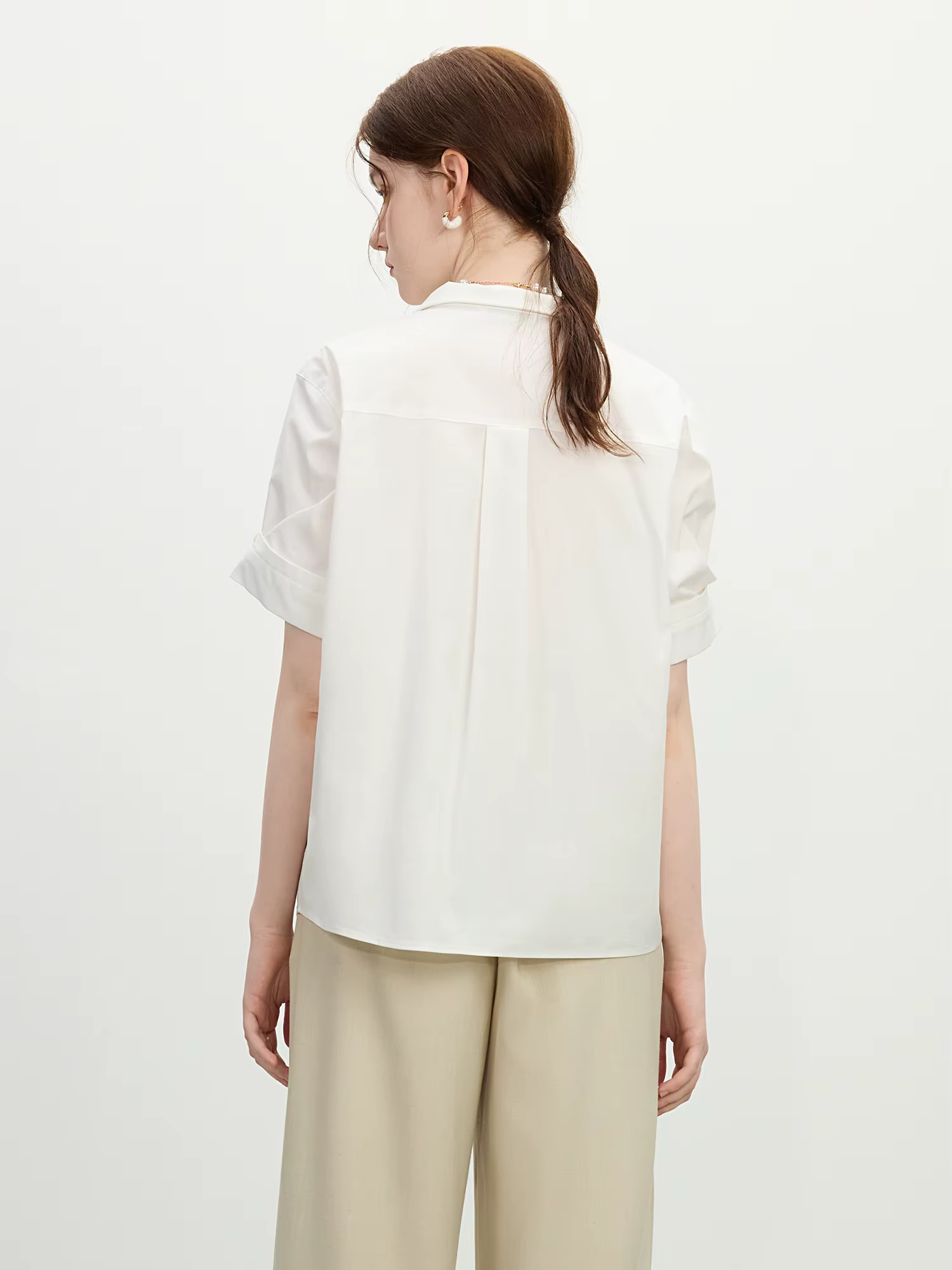 FSLE 2025 été blanc français à manches courtes chemise surdimensionné Design bureau à la rue lin mélangé Chic haut décontracté ample 25FS12138