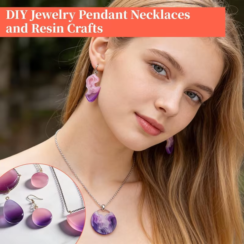 Ensemble de 4 moules à pendentifs en résine, moule à bijoux en résine, utilisé pour la fabrication de moules en silicone, adapté aux colliers, porte-clés, boucles d'oreilles.