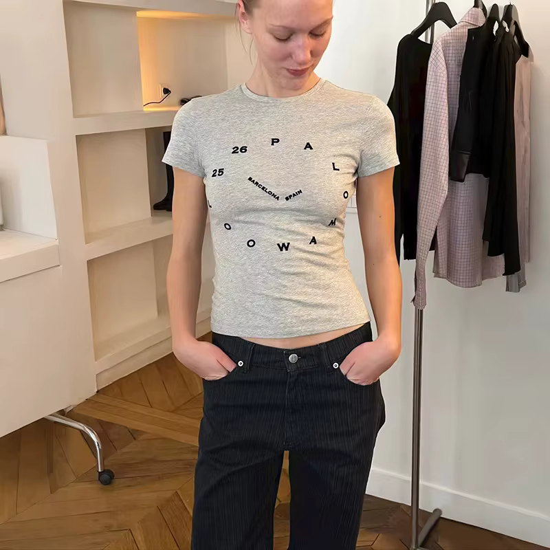 T-shirt tendance été 2026 à imprimé horloge floqué