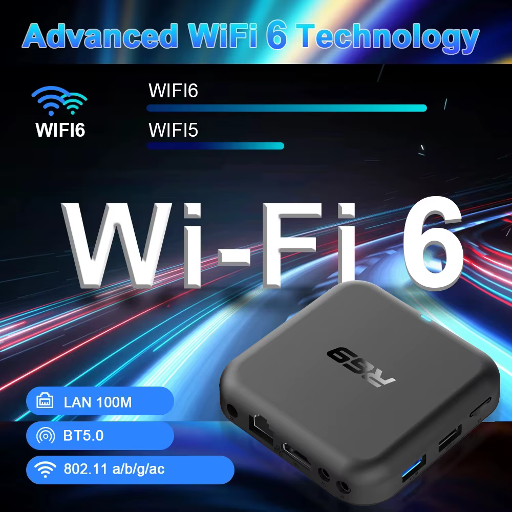 Boîtier TV Android 14 R69-1 Double Wi-Fi 2.4G/5G BT5.0 Lecteur Multimédia 4K UHD HDR 2 Go RAM 16 Go ROM Décodeur Intelligent Divertissement à Domicile