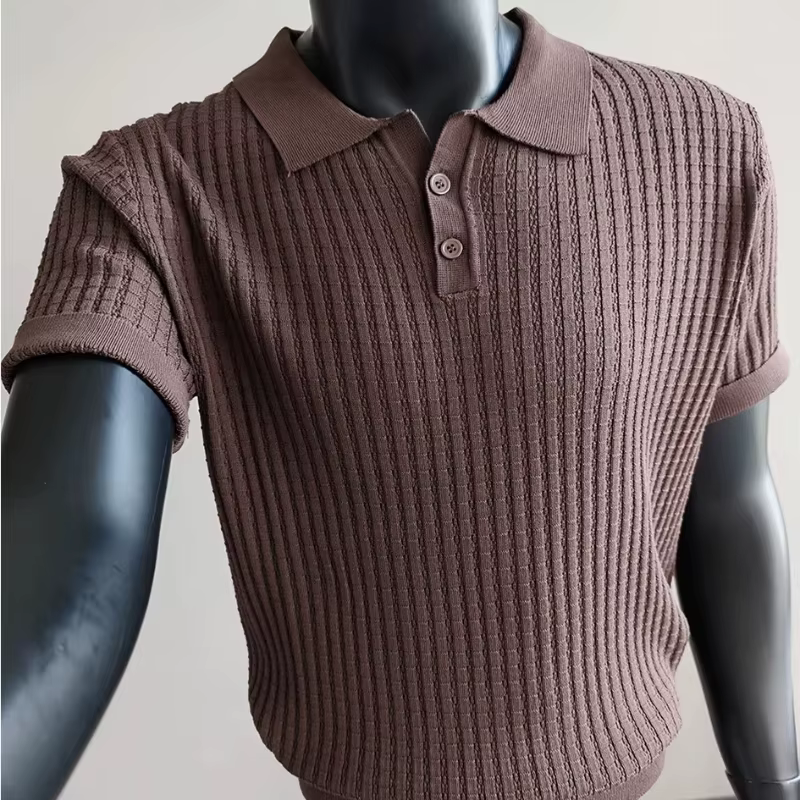 Polo à manches courtes en tricot côtelé pour hommes