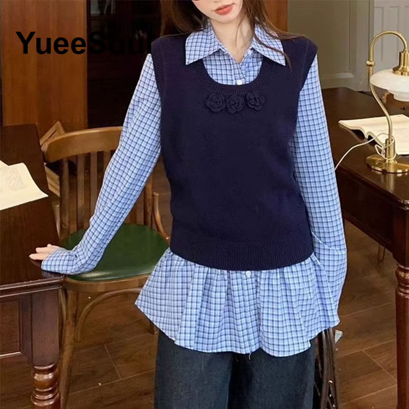 Gilet en tricot bleu pour femmes