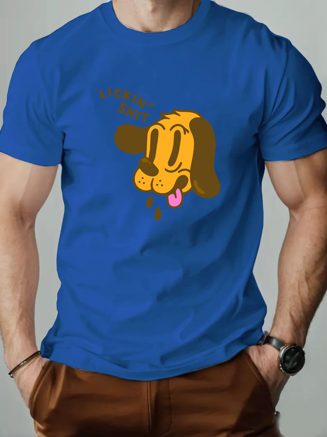 T-shirt à manches courtes hommes 100% coton drôle chiot dessin animé imprimé