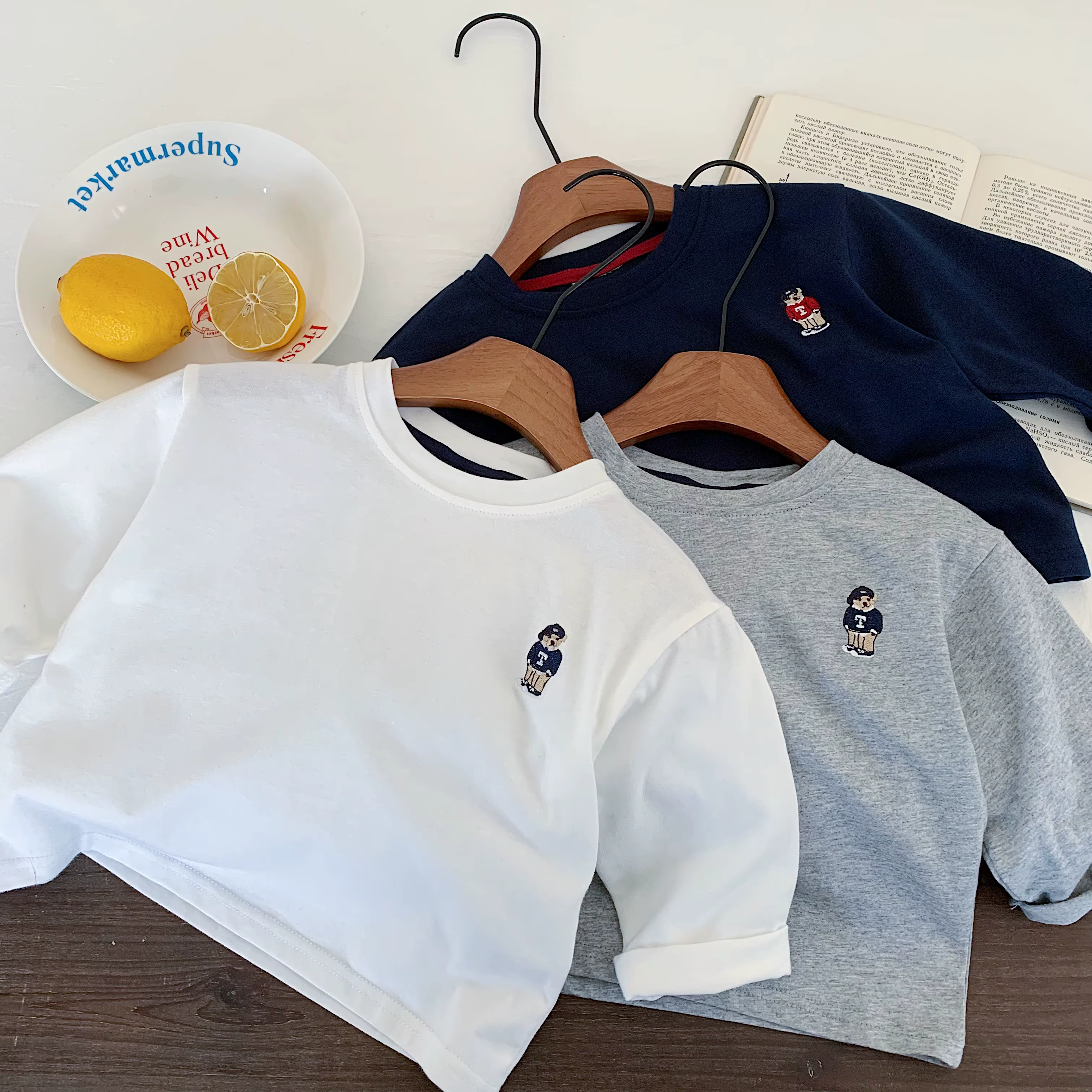T-shirt pour enfants printemps garçons et filles rayé ours Base chemise bébé polyvalent à manches longues T à la mode