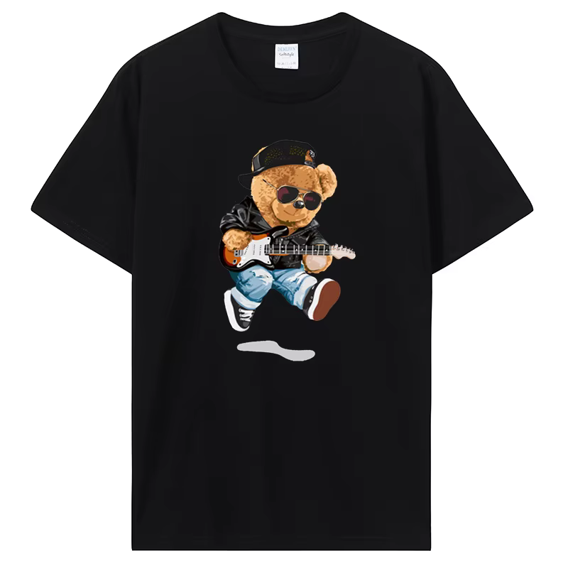 T-shirt ours en peluche jouant au badminton pour hommes