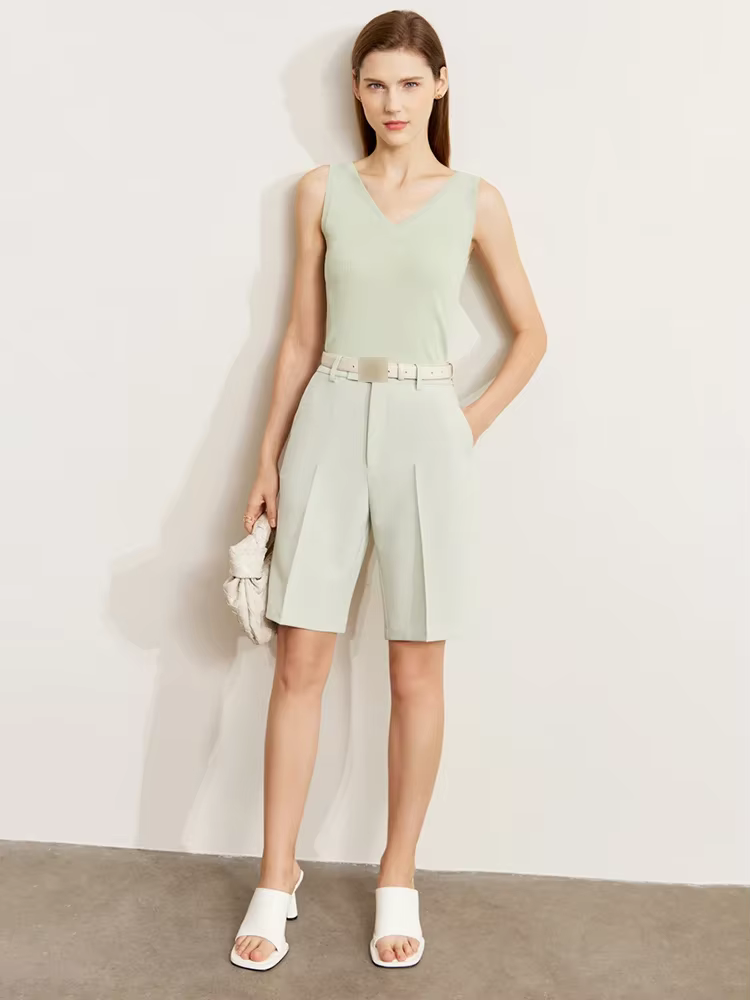 AMII minimalisme débardeur pour femmes 2025 été nouveau polyvalent col en v ajustement tricoté gilet Camis hauts noirs