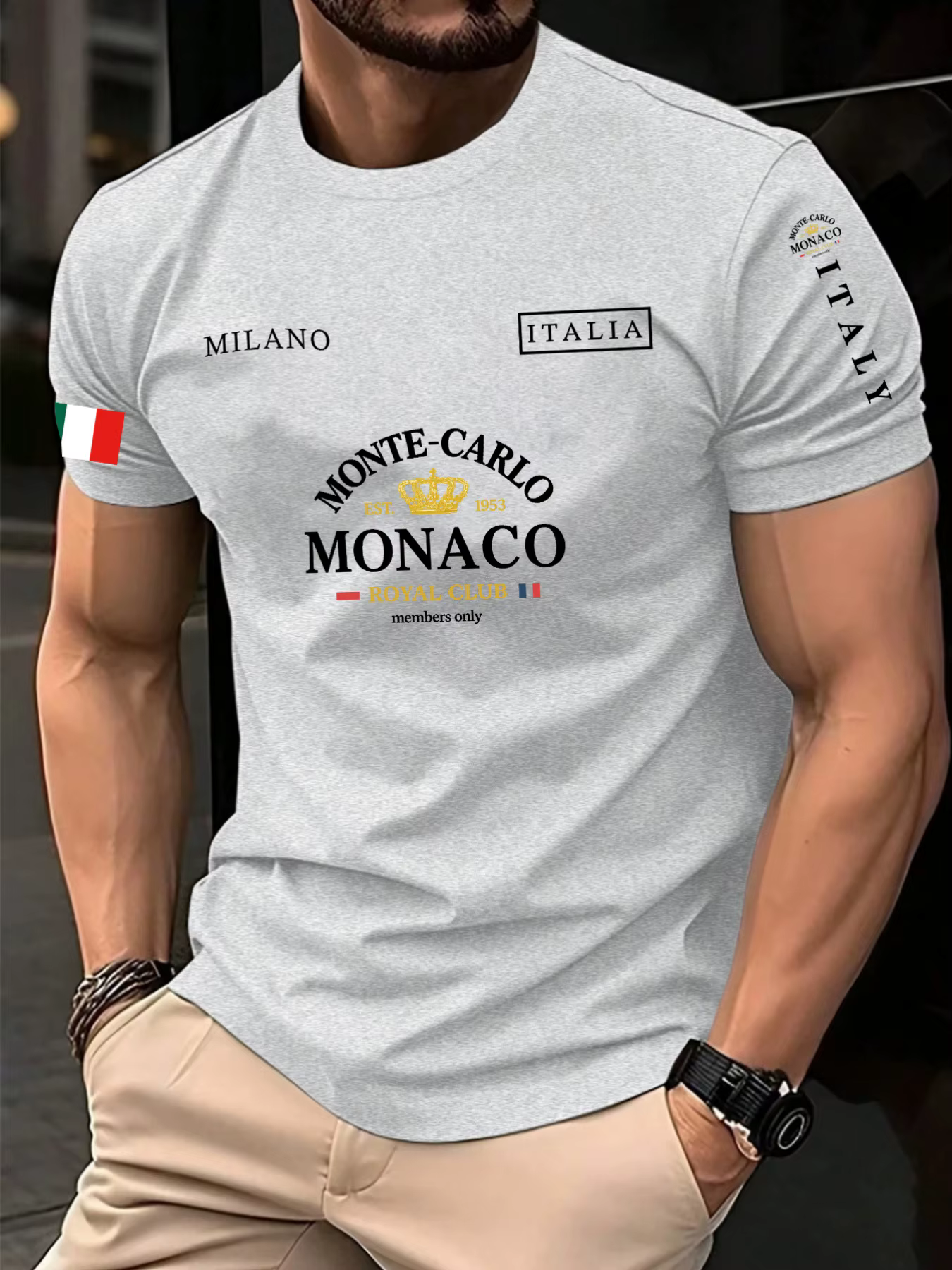 Monaco lettre drapeau imprimé 100% coton hommes femmes T-shirt été automne quotidien Sports de plein air fête décontracté ample rue à manches courtes