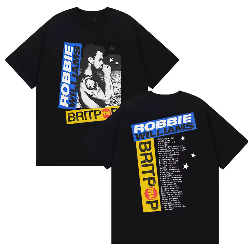 Robbie Williams Rw Album 2025 Merch T-shirt homme Hip Hop Rock gothique