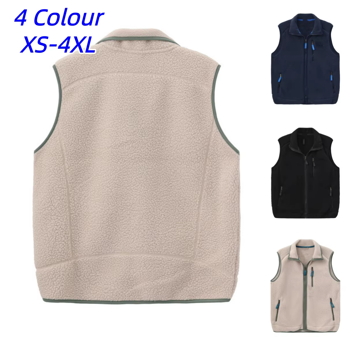 Gilet vintage en polaire à col montant chaud en peau d'agneau pour homme