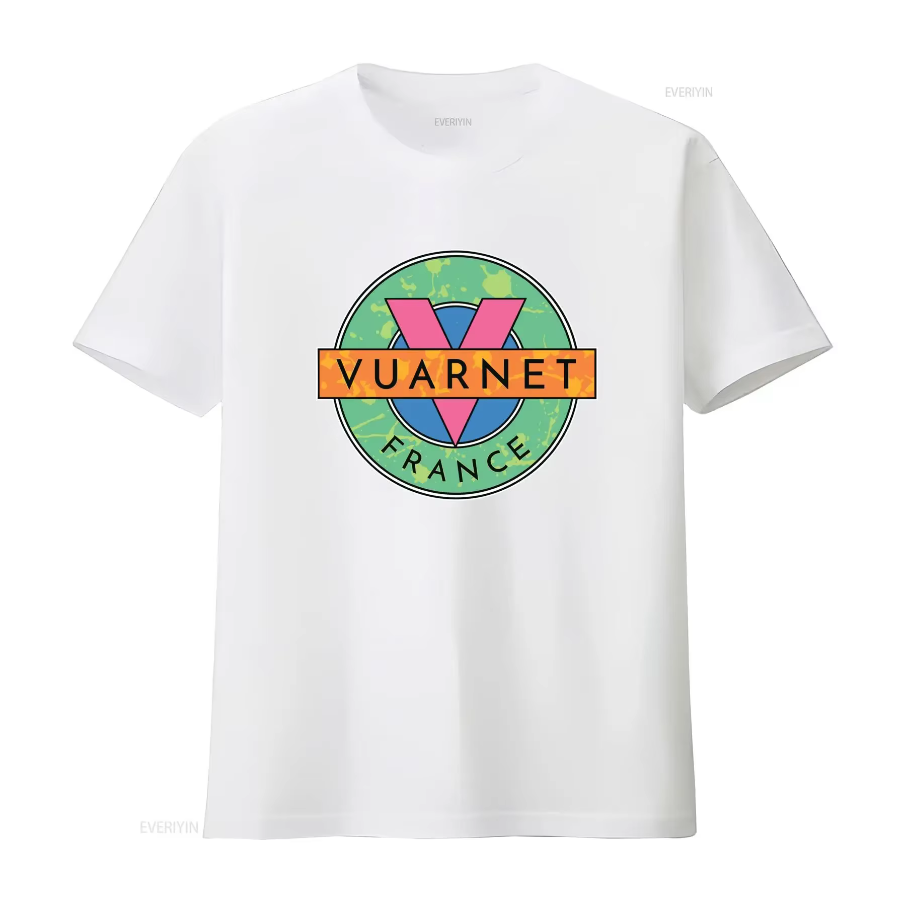 T-shirt homme Vuarnet France bleu marine avec logo coloré imprimé
