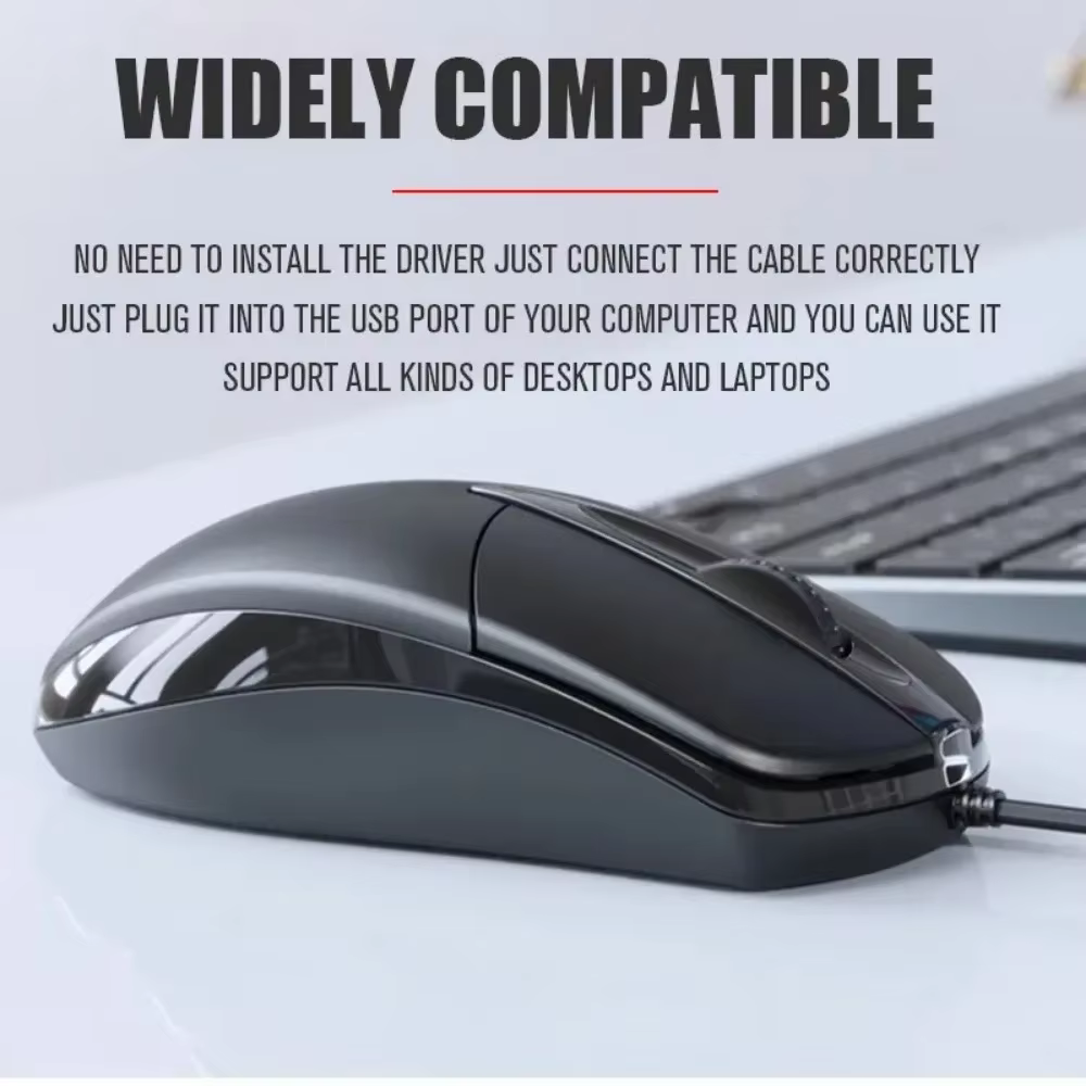 1.2M USB souris filaire optique ordinateur portable bureau à domicile souris anti-dérapant rouleau 3D 1200DPI jeu Mause accessoires informatiques pour PC de bureau