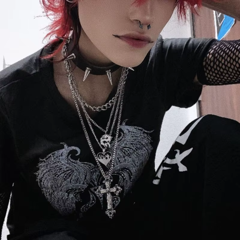 Femme Y2K Vêtements Star Hauts Femmes Tshirt Harajuku Rétro Mode Gothique Manches Courtes Récolte Sexy
