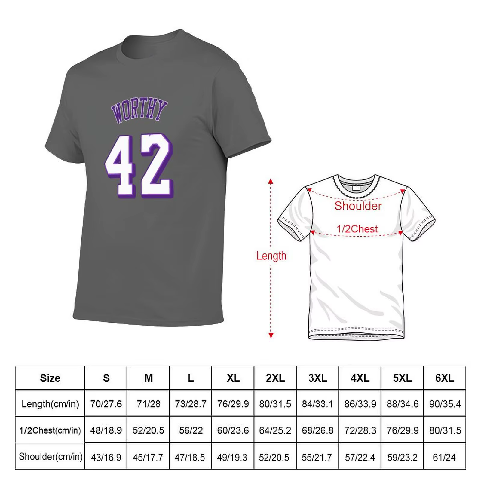 T-shirt James Worthy, décontracté, à la mode, imprimé