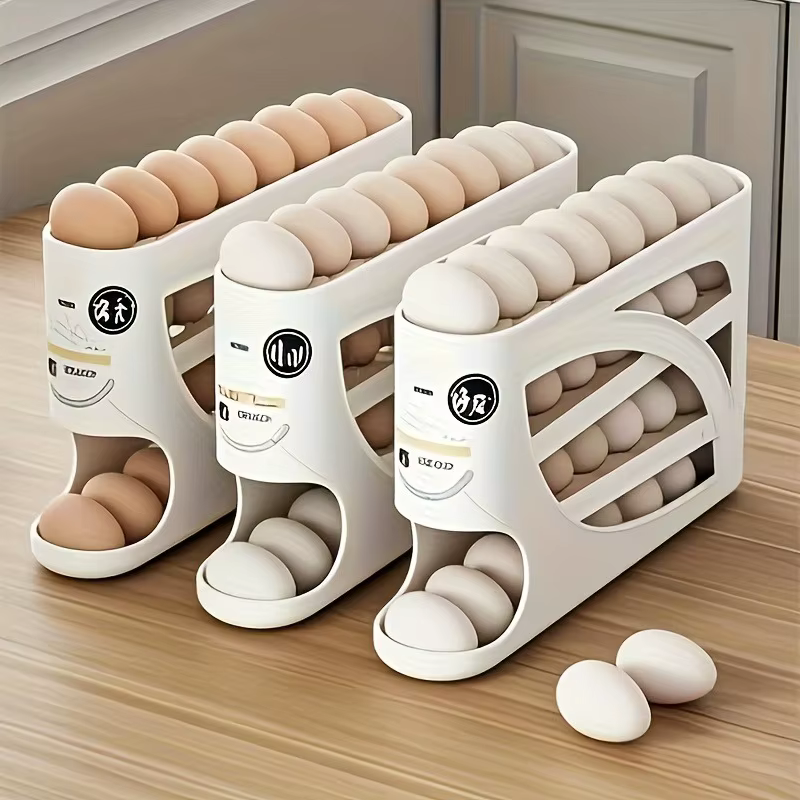 Porte-œufs pour réfrigérateur – Support coulissant à 4 niveaux pour 30 œufs | Organisateur de cuisine peu encombrant | Poignée ergonomique et rails anti-collision