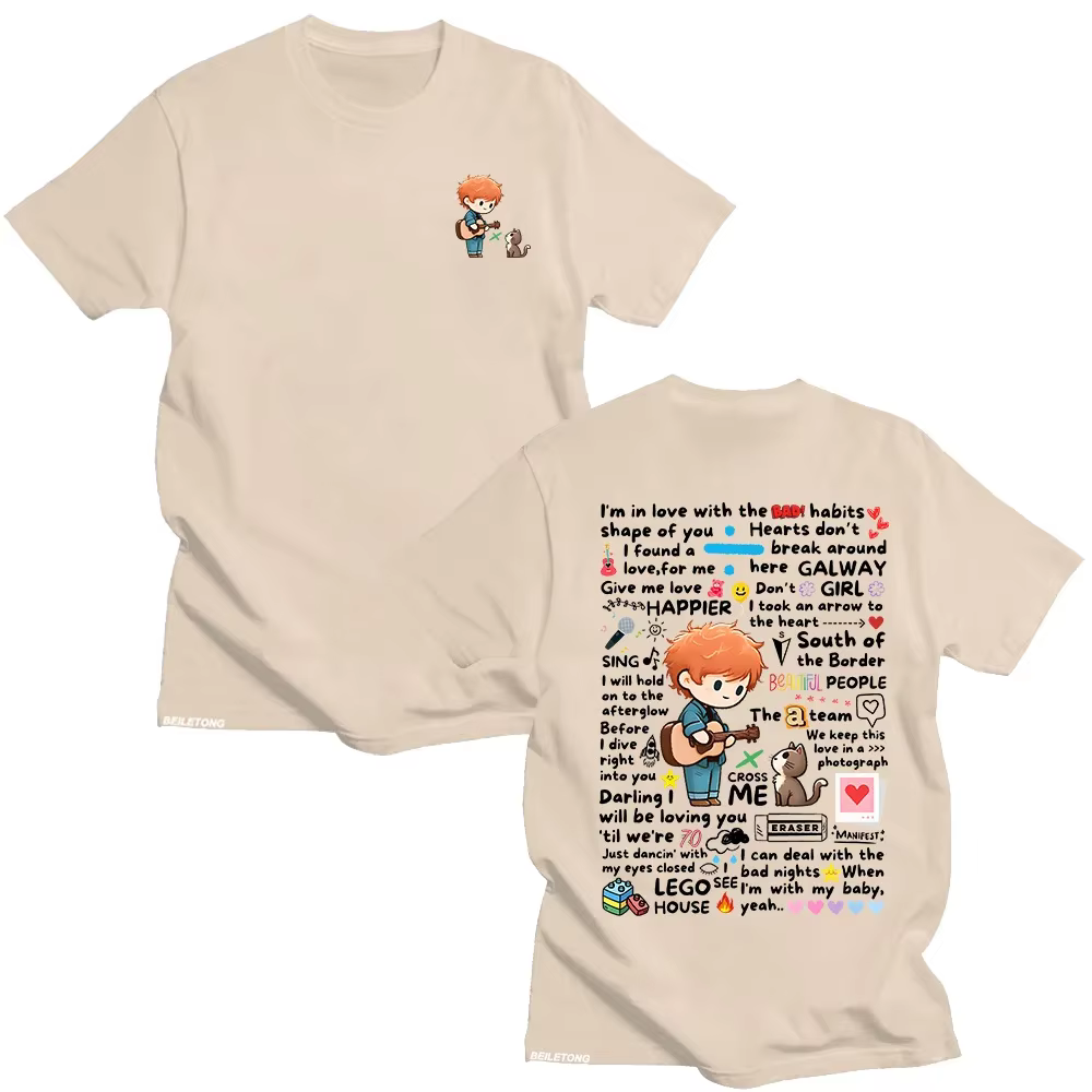 Ed Sheeran Graffiti motif t-shirt nouveau à la mode décontracté femmes hommes vêtements Y2k T-shirts
