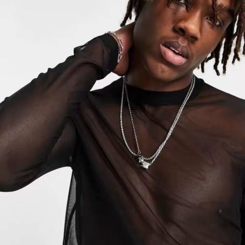 T-shirt en maille à manches longues pour hommes
