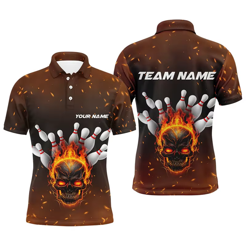 Polo de bowling imprimé en 3D pour hommes