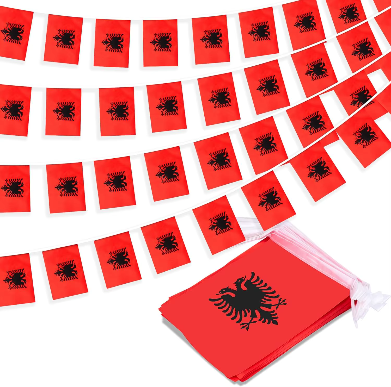 Drapeau National d'albanie 14x21cm20 pièces/ensemble drapeaux de banderoles