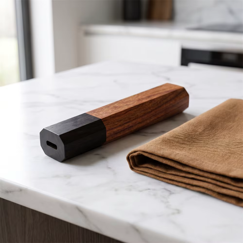 1 pièce de manche de couteau octogonal en bois d'ébène et Kibao rouge, longueur 115 mm, accessoire de bricolage pour couteau de cuisine de style japonais pour sashimi