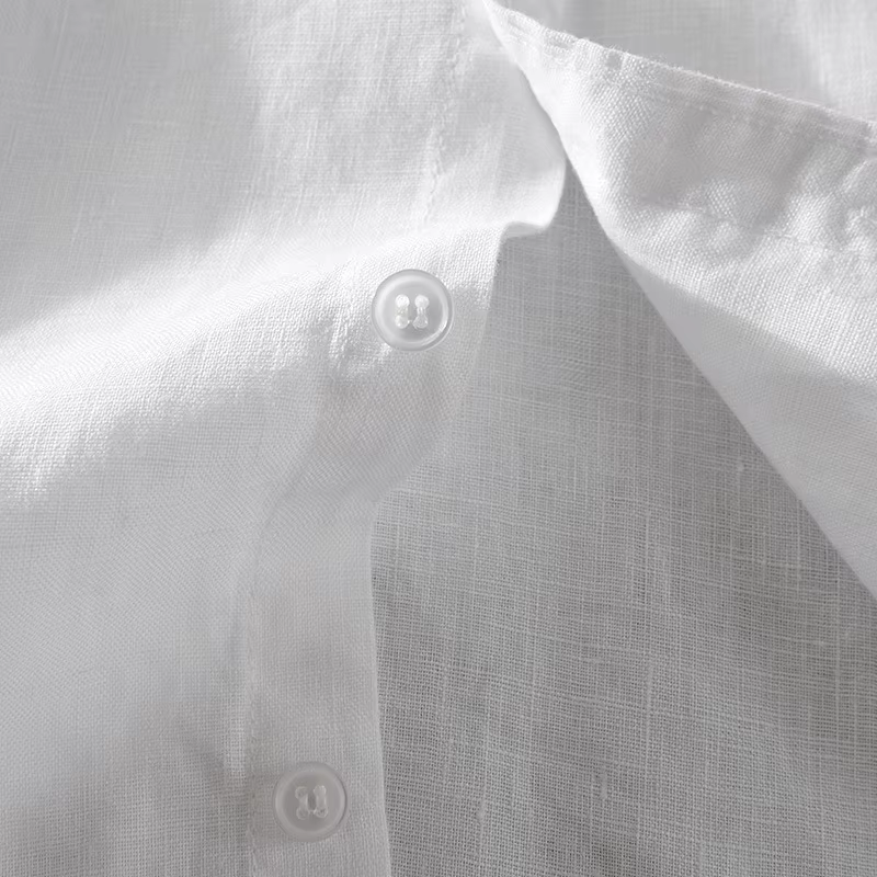 Chemise à manches courtes en lin pur pour homme, chemise blanche en lin et coton, décontractée, d'été, à demi-manches, style business décontracté