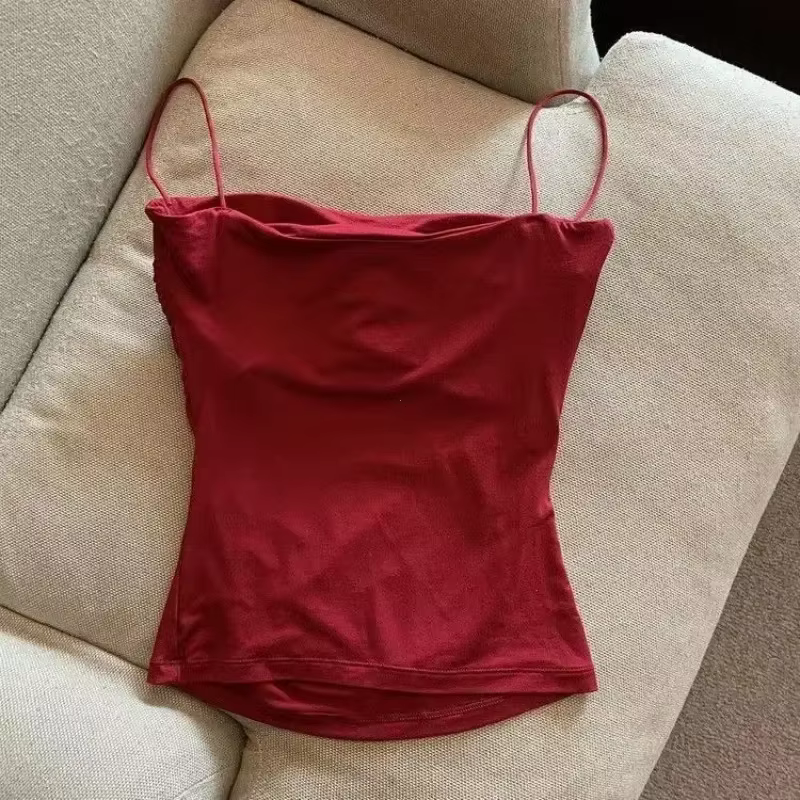 Débardeurs femmes avec soutien-gorge intégré Spaghetti sangle réservoirs pour femme couleur unie décontracté été Camis