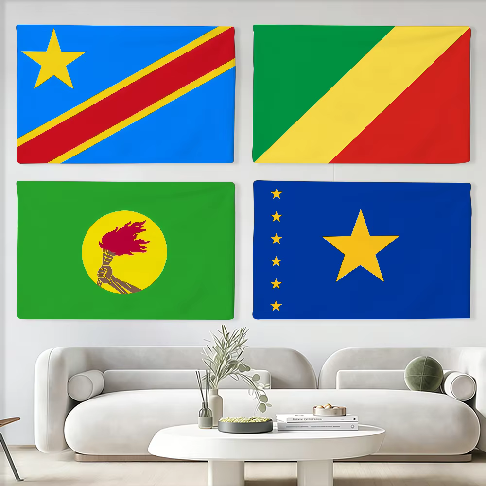 Drapeau de la République démocratique du Congo, idéal pour les fêtes, les clubs, la décoration murale intérieure ou extérieure, bannière, cadeau