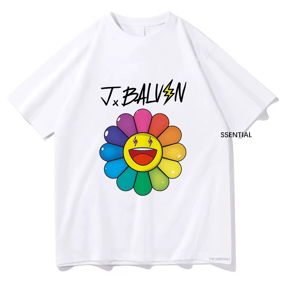 Fleurs t-shirts J. Balvin hommes/femmes vêtements Harajuku esthétique t-shirt Vintage unisexe Streetwear coton