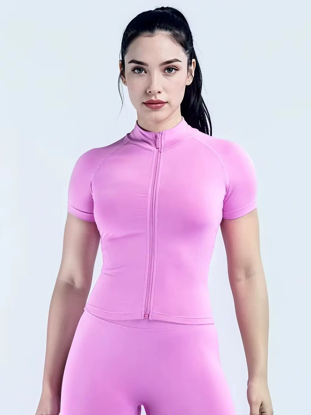 Haut d'entraînement ajusté de haute qualité pour femme - T-shirt de yoga à manches courtes