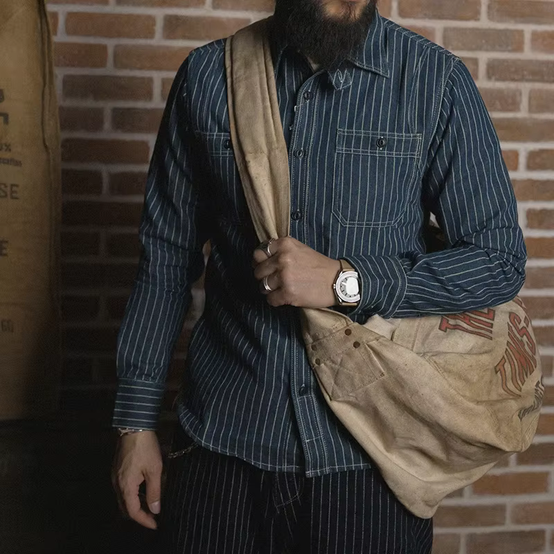 Wabash-Chemise rayée à pois pour homme