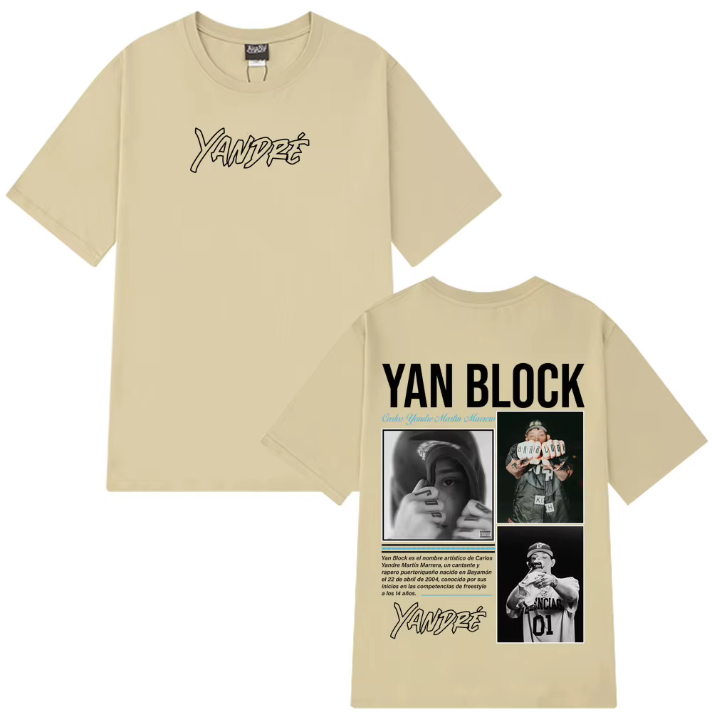 Rappeur Yan Block Album 2025 T-shirt graphique hommes femmes mode T-shirts décontracté coton surdimensionné Hip-hop