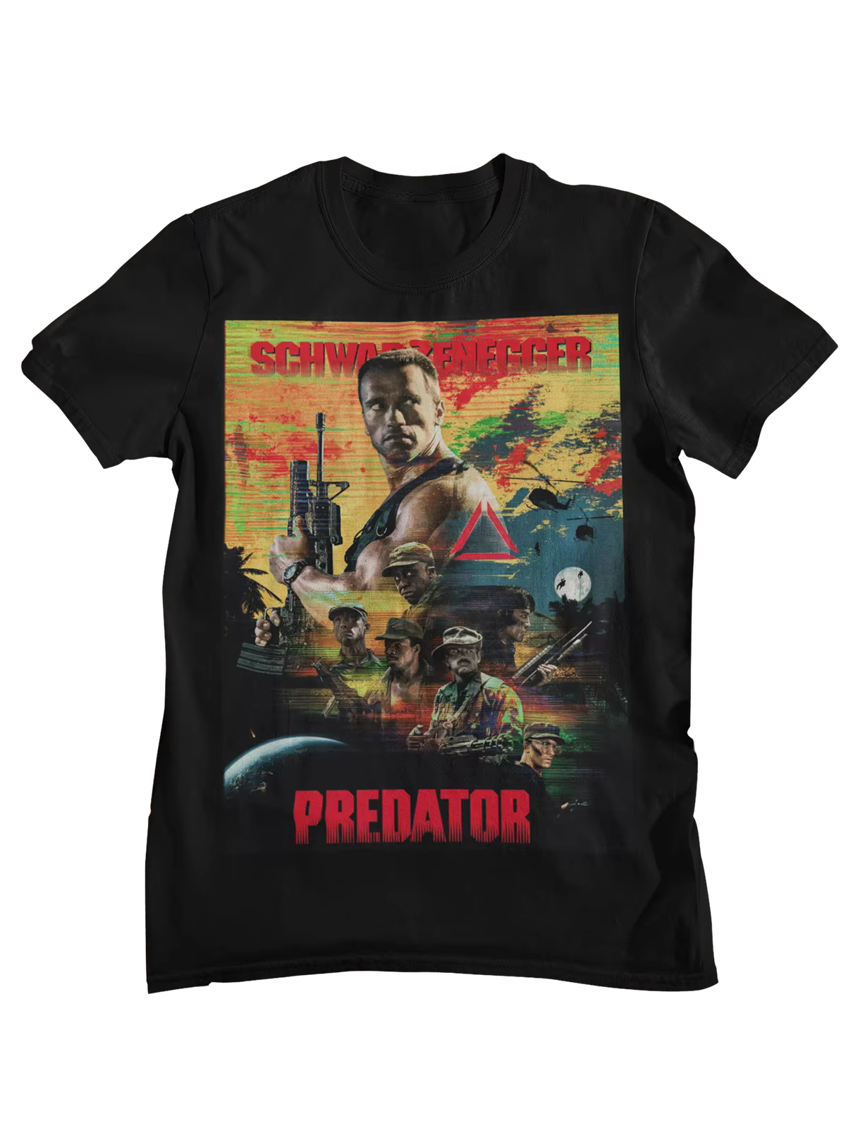 T-shirt imprimé rétro du film Predator pour hommes et femmes