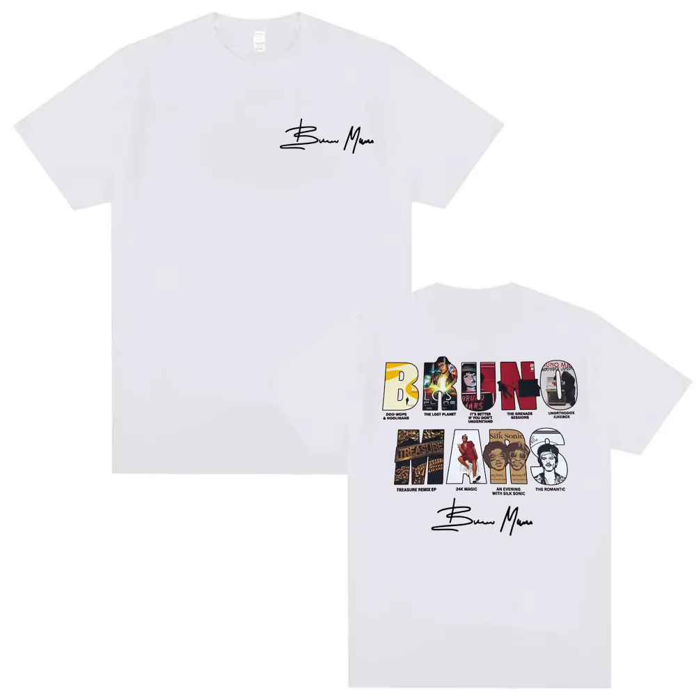 Bruno Mars The Romantic 2026 Album Cover T-shirts Hommes Femmes Mode Hip Hop Streetwear T-shirt Coton Décontracté Oversize