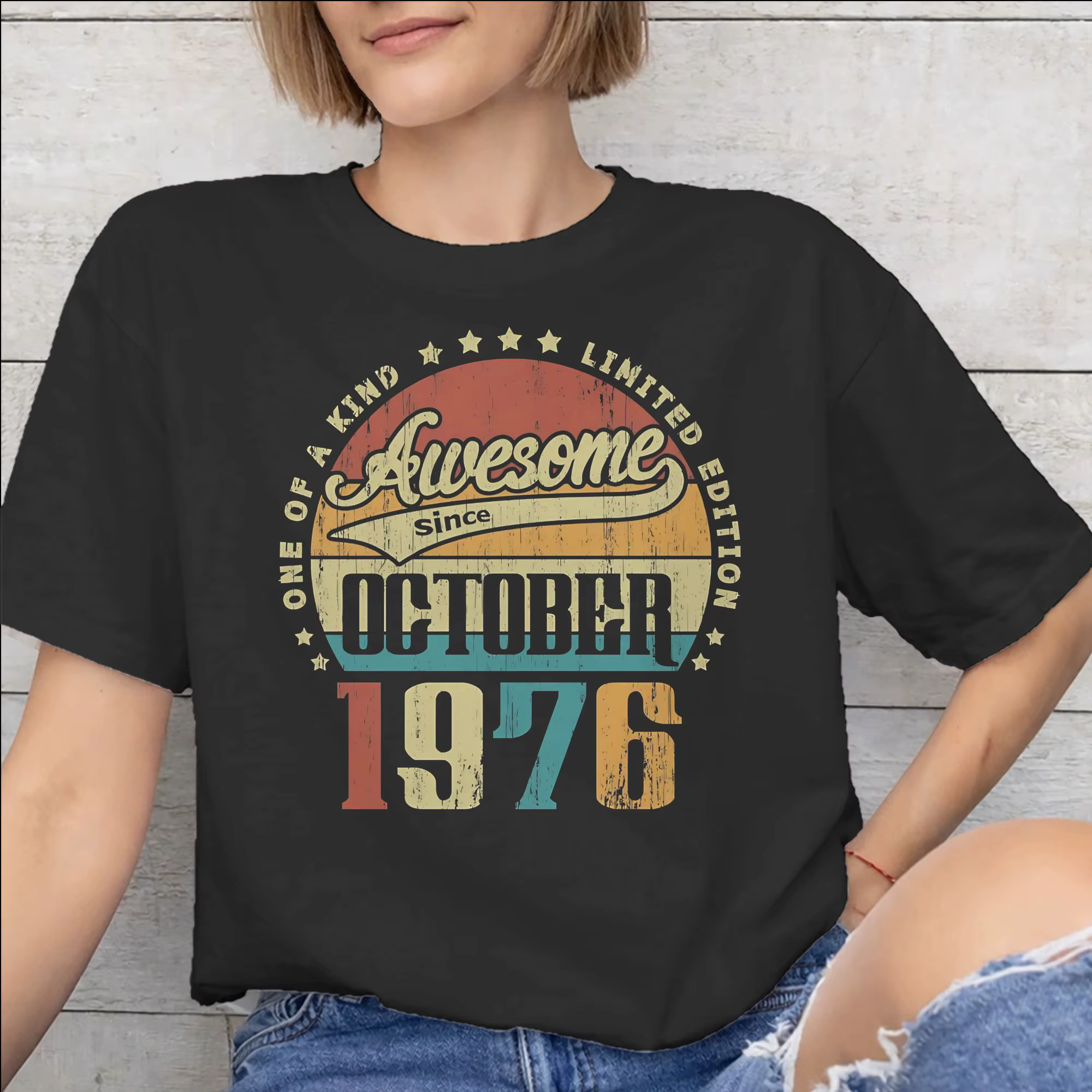T-shirt imprimé vintage 1976 pour hommes et femmes