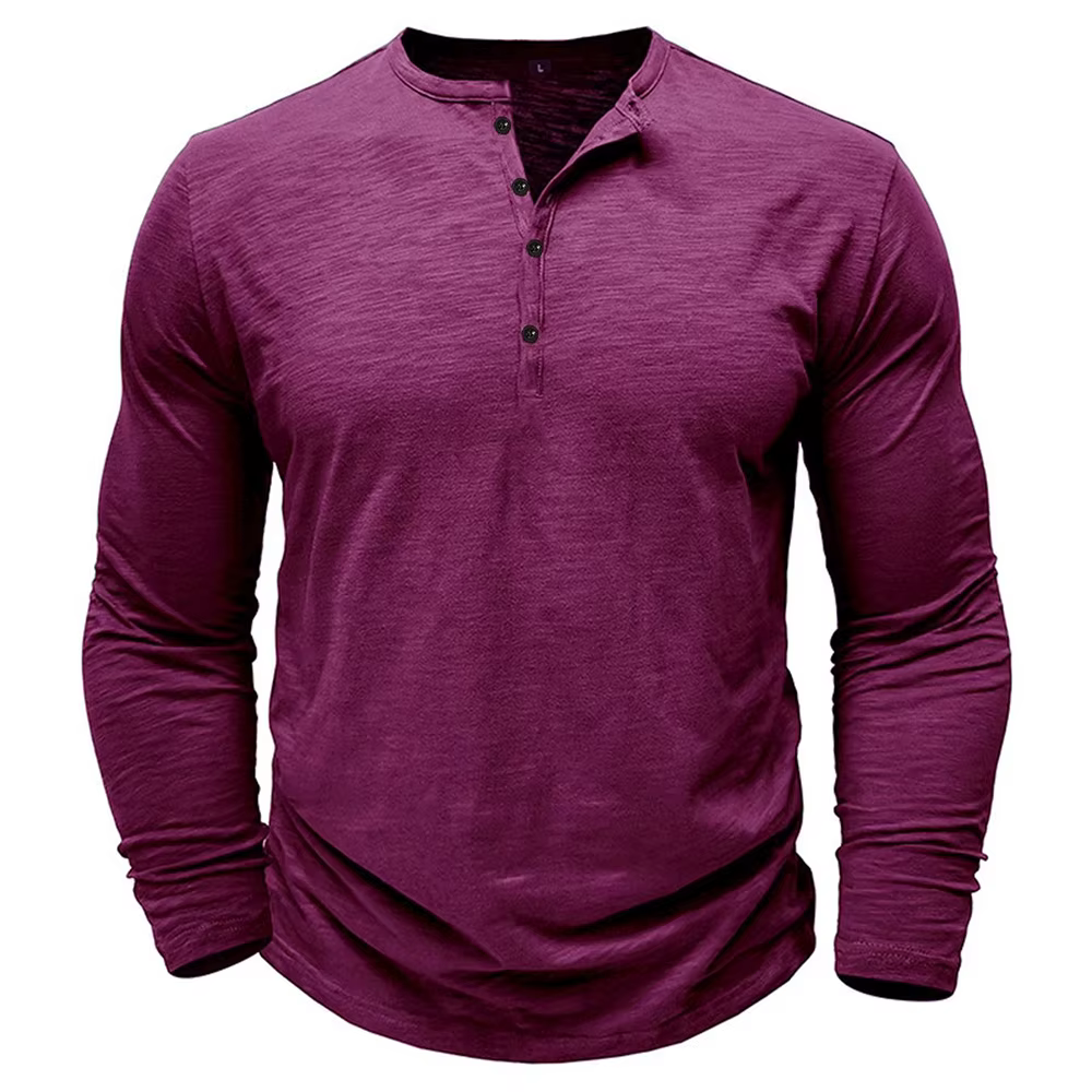 T-shirt à manches longues et col Henley pour hommes