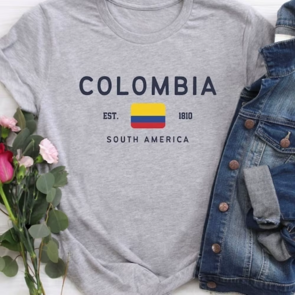 T-shirt Colombie Drapeau Colombien Amérique du Sud Hauts Unisexe Femme Été Manches Courtes Vêtements Streetwear Décontracté