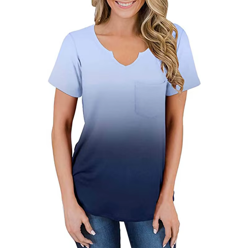 T-shirt ample à manches courtes et col en V pour femmes
