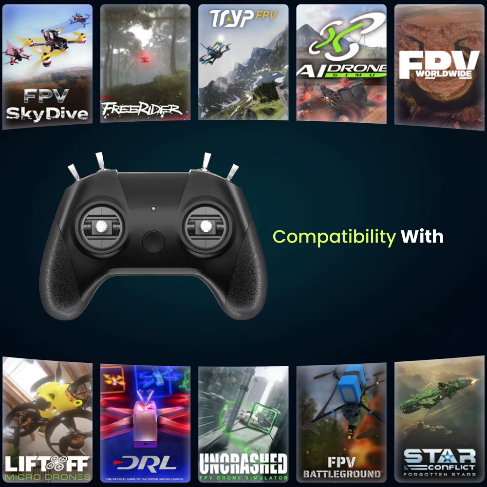 Simulateur de drone FPV, télécommande 8 canaux, système d'entraînement au vol, contrôleur de simulateur de vol USB pour PC Windows 10/11, Liftoff/DRL