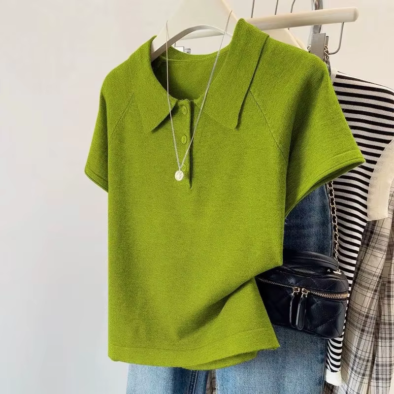 Pulls à manches courtes en tricot pour femmes