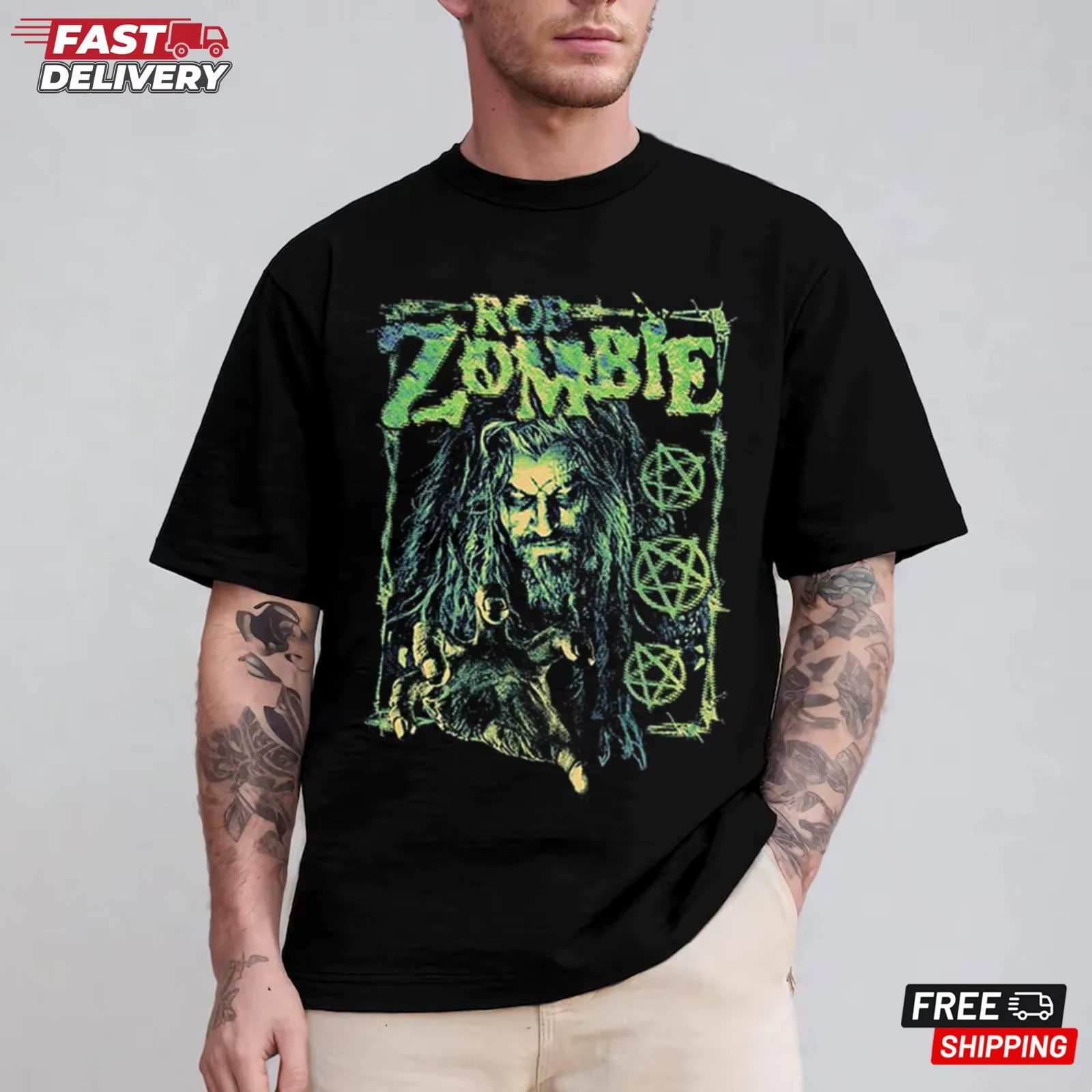 Rob Zombie Dead Channel Fuzz T-shirt, chemise de tournée musicale, cadeau pour les fans