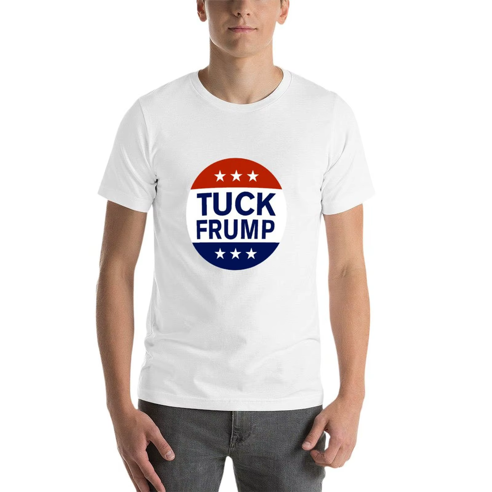 T-shirt Tuck Frump à motif artistique imprimé, haut décontracté