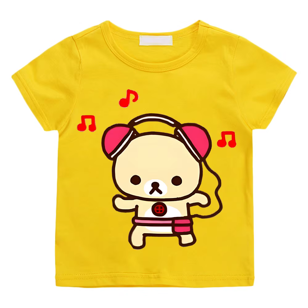 Dessin animé Rilakkuma T-shirt garçons filles enfants vêtements Hip Hop hauts manches courtes sport mode Streetwear Manga/bande dessinée t-shirts enfant en bas âge