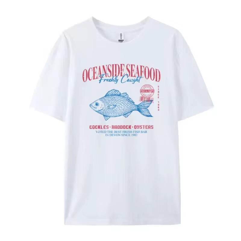 Fruits de mer graphique T-Shirt Grunge esthétique Streetwear t-shirts coton mode surdimensionné femmes Vintage